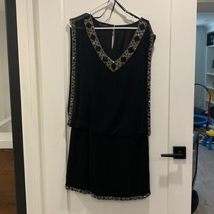 Black Beaded Trim cocktail Dress JKARA